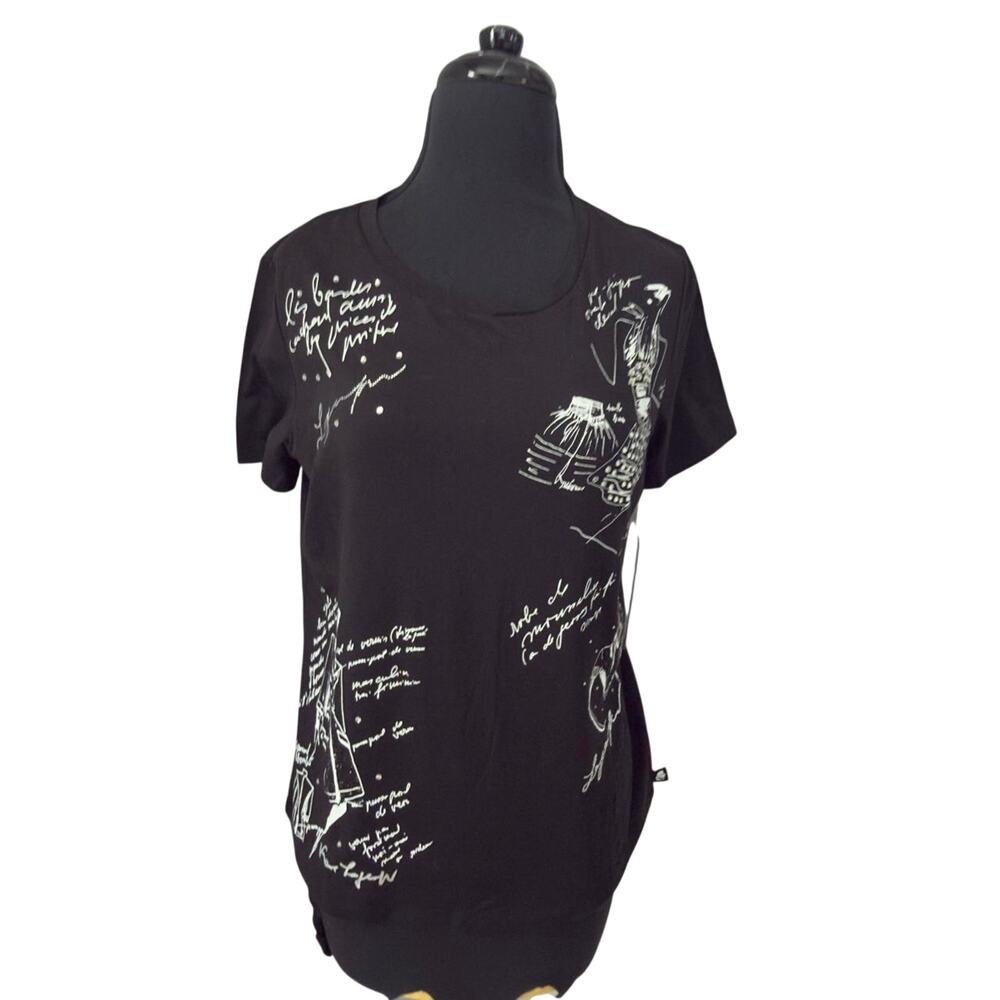 NWT Karl Lagerfeld Paris black tshirt with rhinestones Size Small